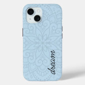 Modern Mandala Dusty Blue Script Case-Mate iPhone Case (Achterkant)