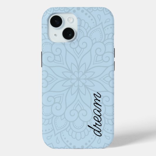 Modern Mandala Dusty Blue Script Case-Mate iPhone Case (Achterkant)