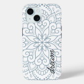 Modern Mandala Dusty Blue Script Case-Mate iPhone Case (Achterkant)
