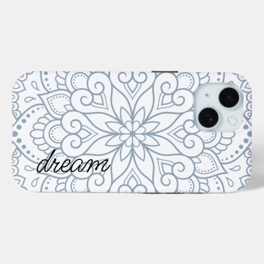 Modern Mandala Dusty Blue Script Case-Mate iPhone Case (Achterkant (horizontaal))