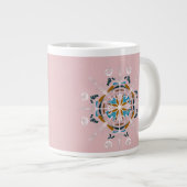 Modern Mandala Floral Blush Pink Bohemian Art Grote Koffiekop (Voorkant rechts)