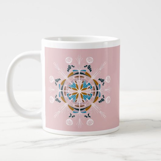Modern Mandala Floral Blush Pink Bohemian Art Grote Koffiekop (Links)