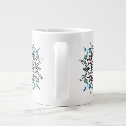 Modern Mandala Floral Greenery Bohemian Art Grote Koffiekop (Achterkant)