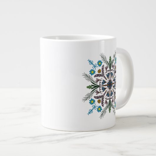 Modern Mandala Floral Greenery Bohemian Art Grote Koffiekop (Voorkant rechts)