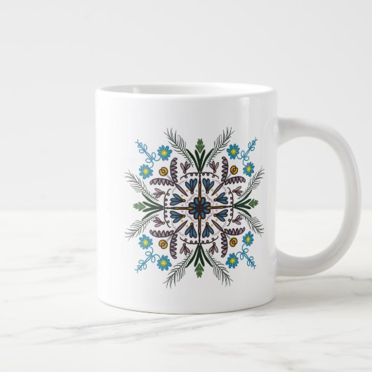Modern Mandala Floral Greenery Bohemian Art Grote Koffiekop (Rechts)