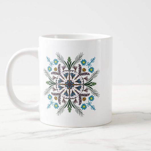 Modern Mandala Floral Greenery Bohemian Art Grote Koffiekop (Links)