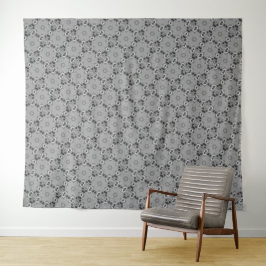 MODERN Mandala KLEINE LIJNEN - ZWART-GRAY Tapestry Wandkleed (In Situ (horizontaal))
