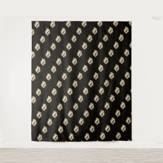 MODERN Mandala KLEINE LIJNEN - ZWARTE GOLDEN EYE Wandkleed (Voorkant)