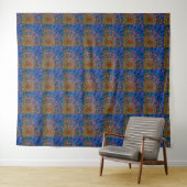 MODERN Mandala LINES - BLUE-GREEN - ROOS Tapestry Wandkleed (In Situ (horizontaal))