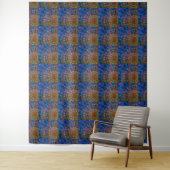 MODERN Mandala LINES - BLUE-GREEN - ROOS Tapestry Wandkleed (In situ)