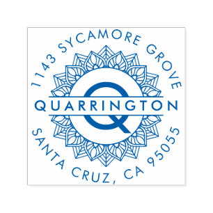 Modern Mandala Monogram Achternaam Retouradres Zelfinktende Stempel