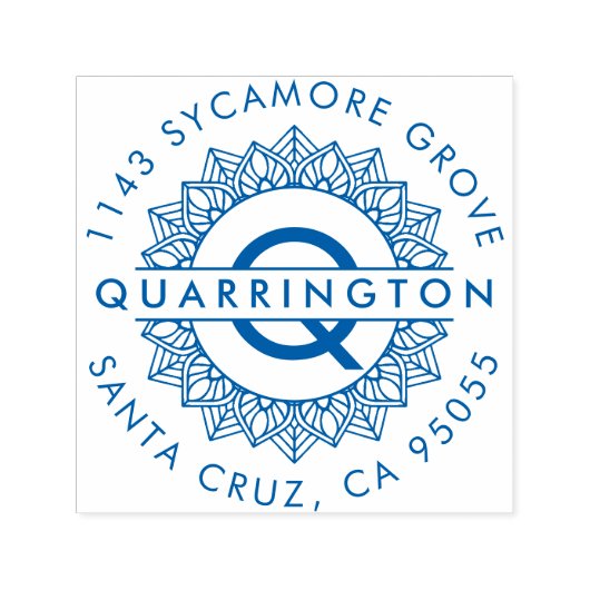 Modern Mandala Monogram | Achternaam Retouradres Zelfinktende Stempel (Design)