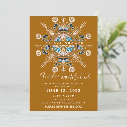 Modern Mandala Mustard Boho Art Vrijgezellenfeest Kaart (Staand voorkant)