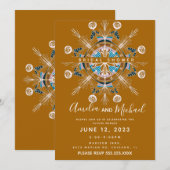 Modern Mandala Mustard Boho Art Vrijgezellenfeest Kaart (Voorkant / Achterkant)