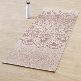 Modern Mandala Om Roos Gold Glitter Chic Exercise Yogamat