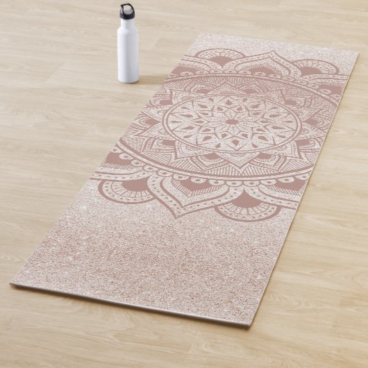 Modern Mandala Om Roos Gold Glitter Chic Exercise Yogamat (In situ)