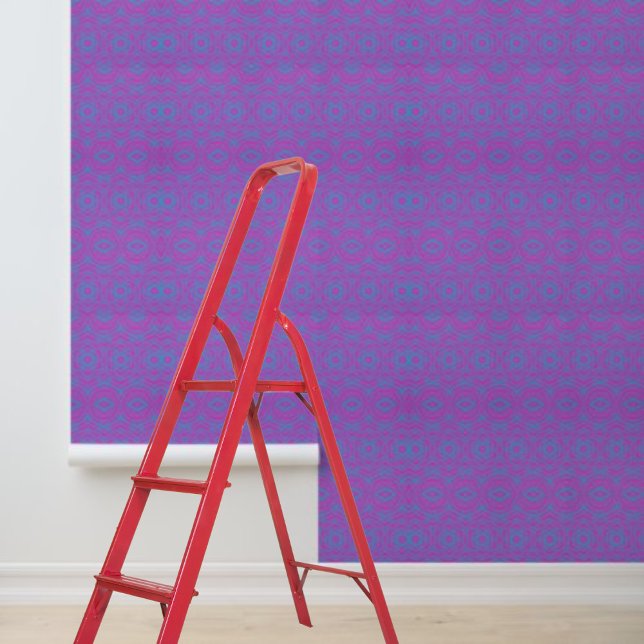 Modern Mandala patroon blauw roze peel stick Behang (modern mandala pattern blue pink peel stick wallpaper)