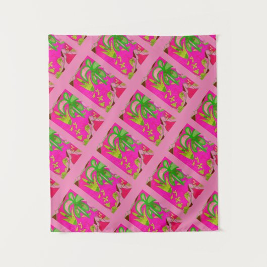 MODERN Mandala - PINK GREEN TREE Tapestry Wandkleed (Voorkant)
