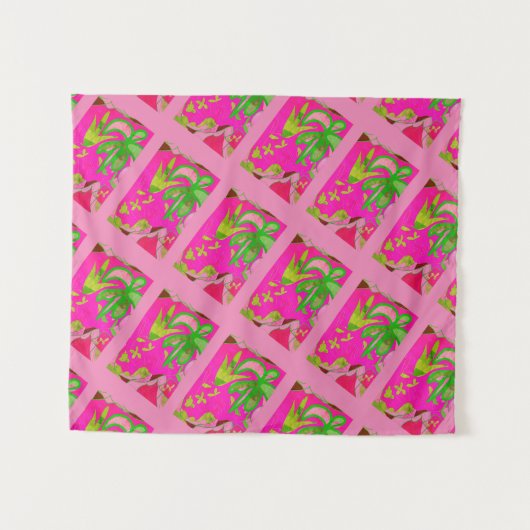 MODERN Mandala - PINK GREEN TREE Tapestry Wandkleed (Voorkant (horizontaal))