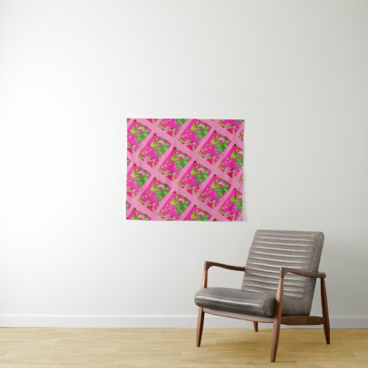 MODERN Mandala - PINK GREEN TREE Tapestry Wandkleed (In Situ (horizontaal))