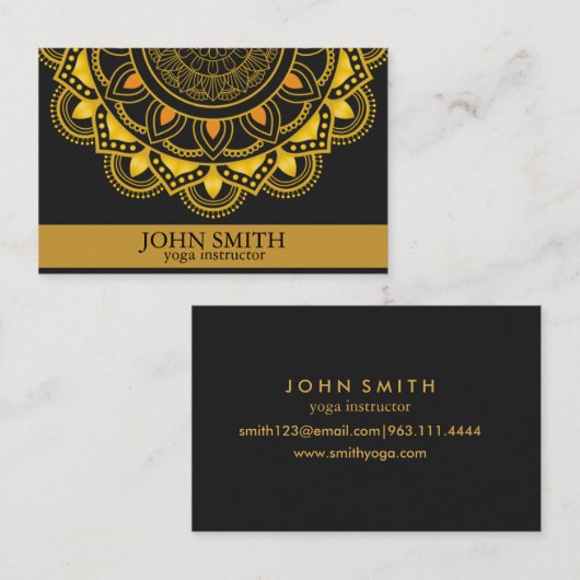 Modern Mandala Yoga Instructor Business Ca Visitekaartje (Voorkant / Achterkant)