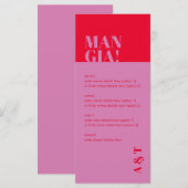 Modern Mangia Italiaanse roze rode bruiloft Menu (Voorkant / Achterkant)