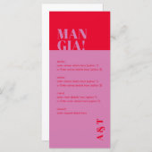 Modern Mangia Italiaanse roze rode bruiloft Menu (Voorkant / Achterkant)