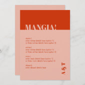 Modern Mangia Italy Burnt Oranje Weddenschap Menu (Voorkant / Achterkant)