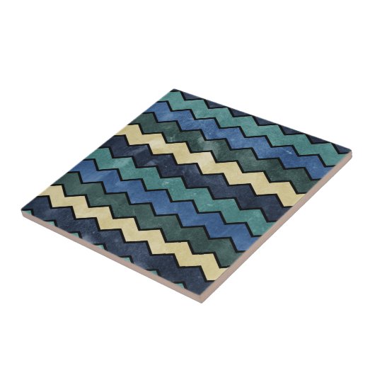 Modern Manly Blue Chevrons Tegeltje (Zijkant)