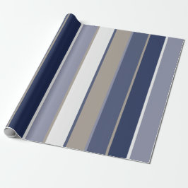 Modern Manly Stripes Blue Taupe Cadeaupapier