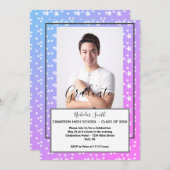 MODERN MANNELIJK AFSTUDEERDER BLUE STARS | AFSTUDE KAART (Voorkant / Achterkant)