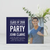 Modern mannelijk Afstudeerder | Navy Blue Graduati Kaart (Staand voorkant)