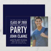 Modern mannelijk Afstudeerder | Navy Blue Graduati Kaart (Voorkant / Achterkant)