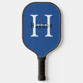 Modern mannelijk blauw monogram naam + Initiaal Pickleball Paddle (Voorkant)