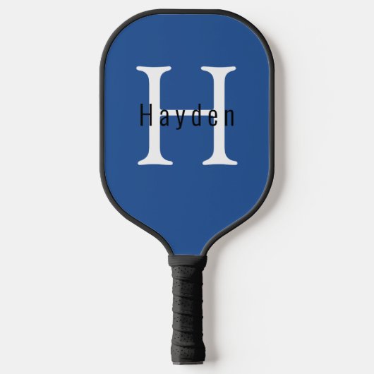 Modern mannelijk blauw monogram naam + Initiaal Pickleball Paddle (Voorkant)
