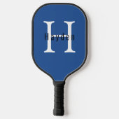 Modern mannelijk blauw monogram naam + Initiaal Pickleball Paddle (Achterkant)