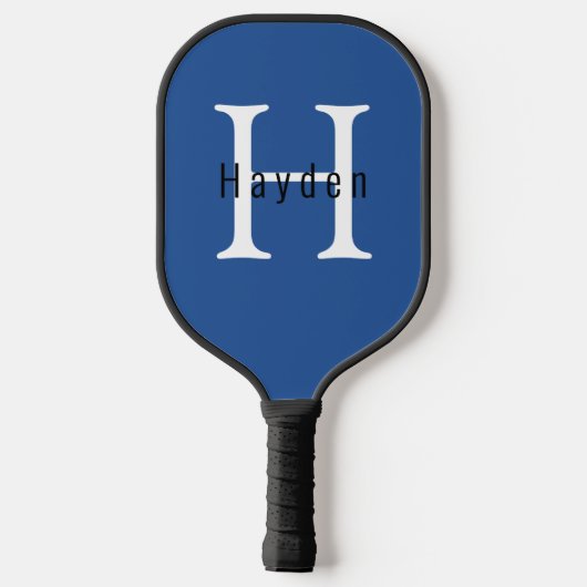 Modern mannelijk blauw monogram naam + Initiaal Pickleball Paddle (Achterkant)