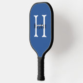 Modern mannelijk blauw monogram naam + Initiaal Pickleball Paddle (Links)