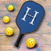 Modern mannelijk blauw monogram naam + Initiaal Pickleball Paddle