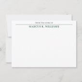 Modern mannelijk groen en wit notitiekaartje (Voorkant)