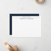 Modern mannelijk marineblauw wit notitiekaartje (Voorkant / Achterkant in situ)