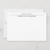 Modern mannelijk marineblauw wit notitiekaartje (Voorkant)