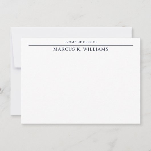 Modern mannelijk marineblauw wit notitiekaartje (Voorkant)