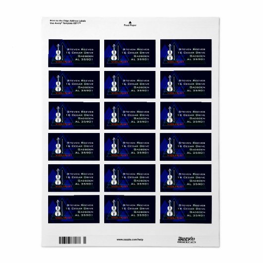 Modern & Mannelijk Navy Blauwe Muziekinviool Ontwe Etiket (Full Sheet)