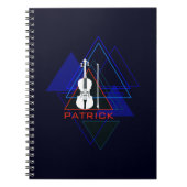 Modern & Mannelijk Navy Blauwe Muziekinviool Ontwe Notitieboek (Voorkant)