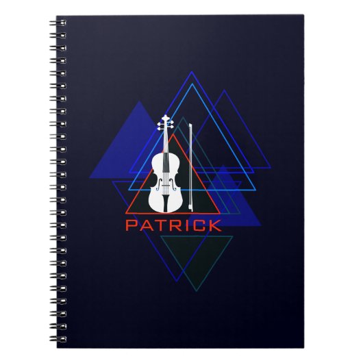 Modern & Mannelijk Navy Blauwe Muziekinviool Ontwe Notitieboek (Voorkant)
