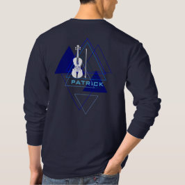 Modern & Mannelijk Navy Blauwe Muziekinviool Ontwe T-shirt