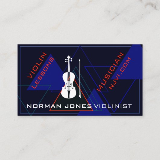 Modern & Mannelijk Navy Blauwe Muziekinviool Ontwe Visitekaartje (Voorkant)
