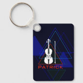 Modern & Mannelijk Navyblauw Muziekinviool Ontwerp Sleutelhanger (Voorkant)