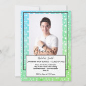 MODERN MANNELIJKE AFSTUDEERDERS GROEN STARS | GRAD KAART (Voorkant)